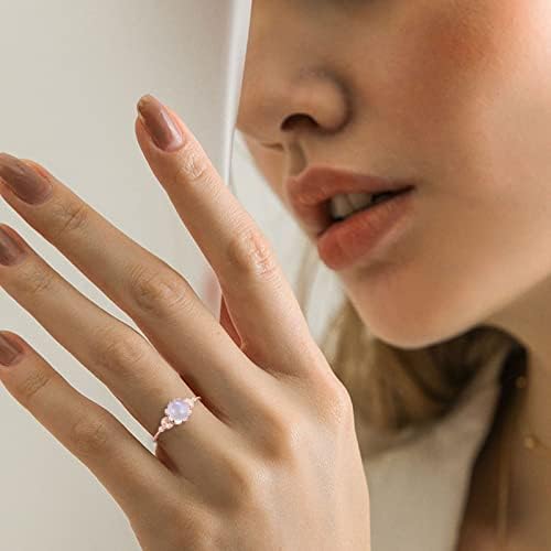 2023 Új Női Moonstones Gyémánttal Kirakott Gyűrű Elegáns Gyűrű, Eljegyzési Gyűrű, Magas, illetve Alacsony Gyűrű (Ezüst,