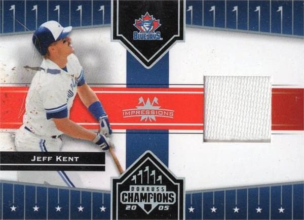 Jeff Kent játékos kopott jersey-i javítás baseball kártya (Toronto Blue Jays) 2005 Donruss Bajnokok Benyomások 116