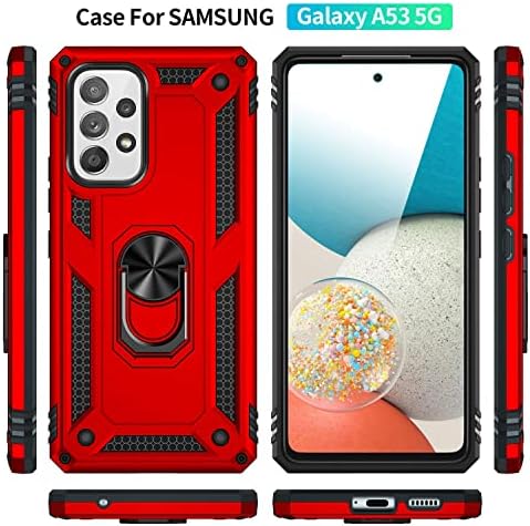 restone Samsung Galaxy A53 5G az Esetben, Mágneses Gyűrű Jogosultja Kick-Állj hátlap, Katonai Minőségű, nagy teherbírású
