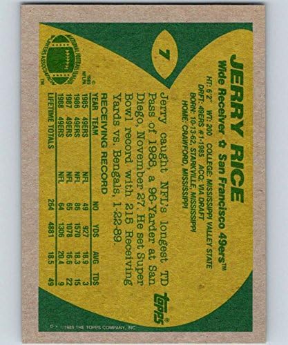 1989 Topps 7 Jerry Rice 49ers NFL Labdarúgó-Kártya NM-MT