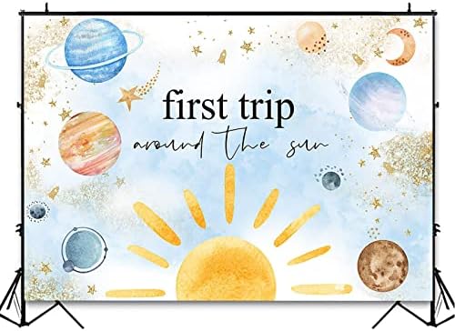 Avezano Első Utazás Hátteret világűrben Akvarell Bolygók 1. Születésnapi Party Dekoráció Első útja A Nap Körül Születésnapi