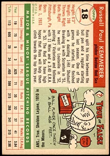 1955 Topps Baseball 18 Russ Kemmerer Boston Red Sox Kiváló