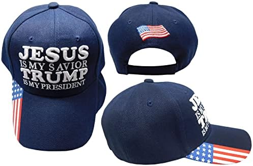 Jézus A Szabadító Trump Az Elnök sötétkék USA Zászló Bill Poliészter Állítható Hímzett Baseball Sapka Kalap