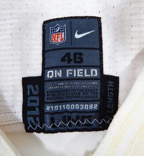 2012-es San Francisco 49ers Tony Jerod-Eddie 63 Játék Használt Fehér Jersey 46 DP26867 - Aláíratlan NFL Játék Használt