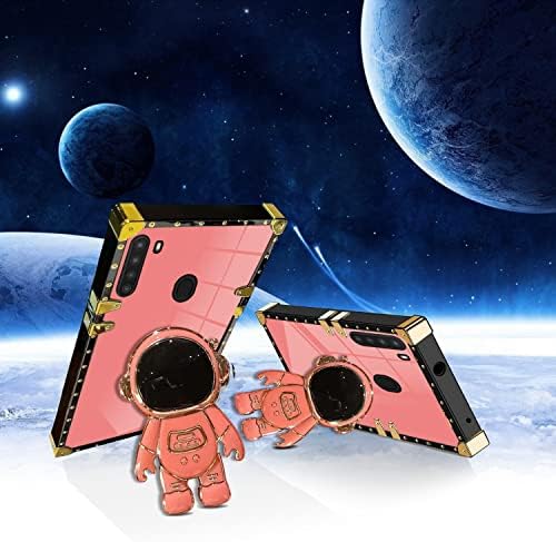 Űrhajós Rejtett Stand Esetben Fedezi a Samsung A21, Samsung Galaxy A21, 6D Galvanizáló Űrhajós Rajzfilm Aranyos Telefon