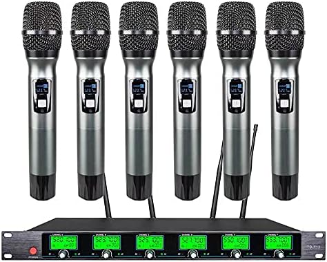 WENWEN Vezeték nélküli Mikrofon Rendszer, 6 Csatorna Mikrofonok Pro UHF 6 Kézi Mikrofon, Karaoke, DJ, Karaoke Mikrofon