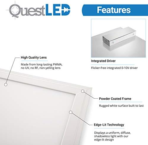 QUEST GYÁRTÁSI QuestLED 2x2 LED Mennyezeti Lámpa 4 Csomag, 40W Lapos Ultra-Slim Szabályozható Szélén Világít LED Panel