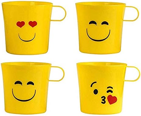 Műanyag Emoji Egyedi Bögrék Drinkware - 4 Csomag a 9 Oz - Hangulatjelek Kávét, Szív, Szemek, Napszemüveg Tökéletes Szülinapi,