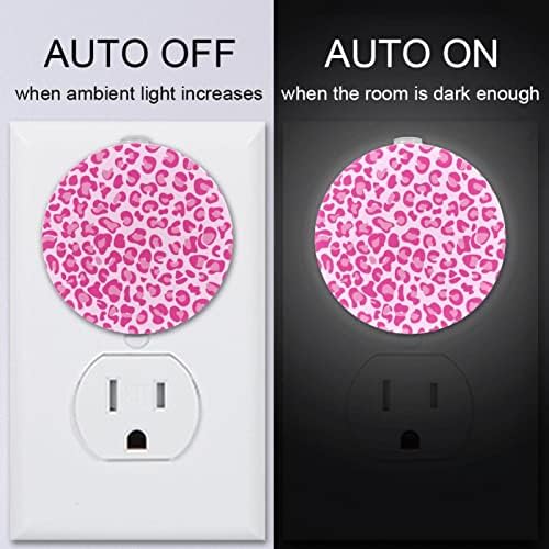 2 Csomag Plug-in Éjjeli LED-es Éjszakai Fény, Leopárd Rózsaszín az Alkonyat-hogy-Hajnal Érzékelő Gyerek Szoba, Gyerekszoba,