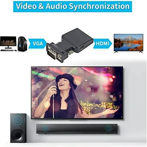 MOUDOAUER VGA-HDMI Adapter Audio Férfi VGA Női HDMI Átalakító Laptop, TV-re 720P/1080i/1080P Felbontás Támogatása Tartozék