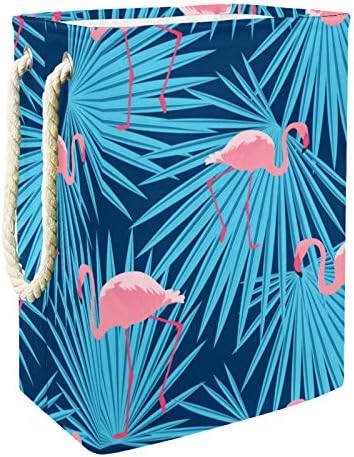 NDKMEHFOJ Flamingók Palm Levelek Szennyesben Kosarak Vízálló Piszkos Ruhát Sorter Összecsukható, Puha Fogantyú, Színes,