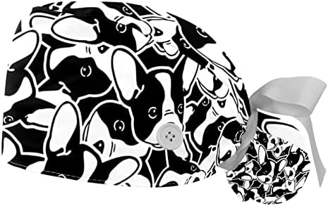 Esztétikai Geometriai Akvarell Nyomtatás Dolgozó Nők Caps Gombokkal, Hajpánt, Rugalmas Pólya, Nyakkendő Vissza