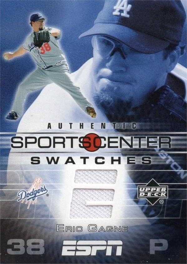 Eric Gagne játékos kopott jersey-i javítás baseball kártya (Los Angeles Dodgers) 2005 Felső szint ESPN GUEG - MLB Meccset