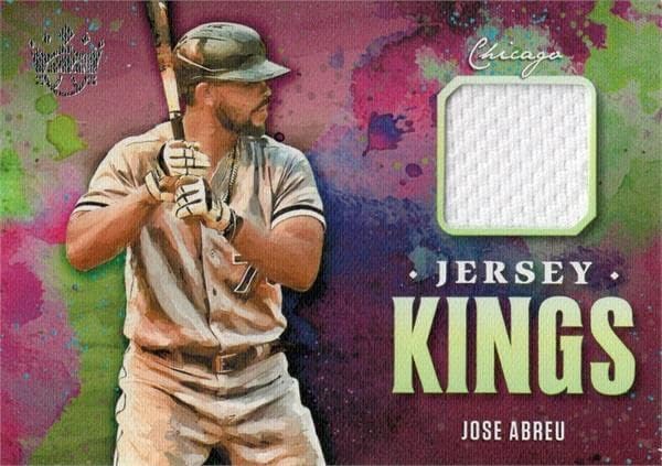 José Abreu játékos kopott jersey-i javítás baseball kártya (Chicago White Sox) 2021 Panini Jersey Királyok JKJA - MLB