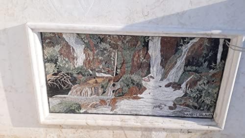 Eredeti Emlékmű Kézzel készített Kézműves Márvány Mozaik Művészet 100x75 cm , 39x29in Emelet & Fali Csempe lakberendezés