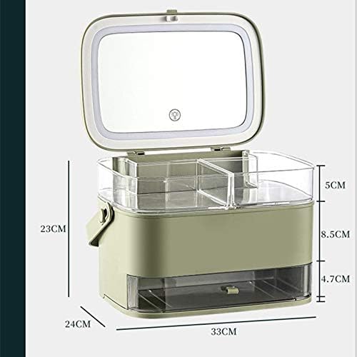 Anncus LED Asztali Smink Szervező HD Tükör Szervező Kozmetikumok porálló Fiók Típusa Beauty Box - (Szín: Világos Sárga)