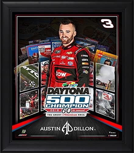 Austin Dillon Keretes 15 x 17 2018 Daytona 500-Bajnok, Kollázs - NASCAR versenyző Plakkok, valamint Kollázsok