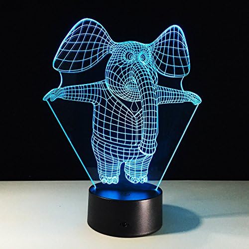 3dlamp Elefánt Rajzfilm Alakú 3D-s Illúzió LED-es asztali Lámpa Éjszakai Lámpa USB-7 Színek Kapcsoló