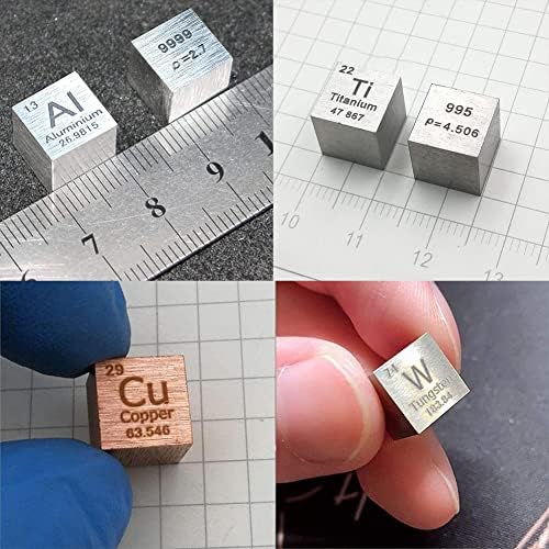 GOONSDS Elem Kocka - Készlet 4 Fém Sűrűség Cubest Tartalmaz Alumínium Titán, Réz Volfrám Gyűjtemények Laboratóriumi