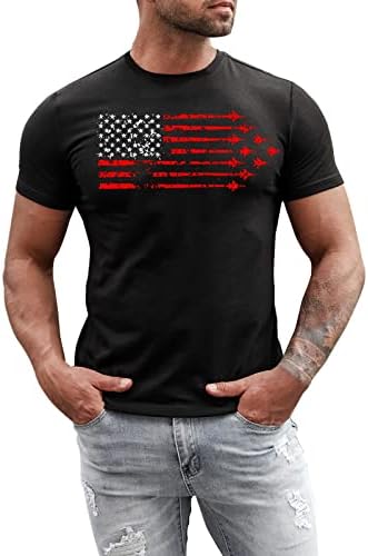 RUIRUILICO Férfi Hazafias póló július 4-én Amerika Zászló Nyári Alkalmi, Rövid Ujjú, Kényelmes Laza Fit Grafikus Tunikák