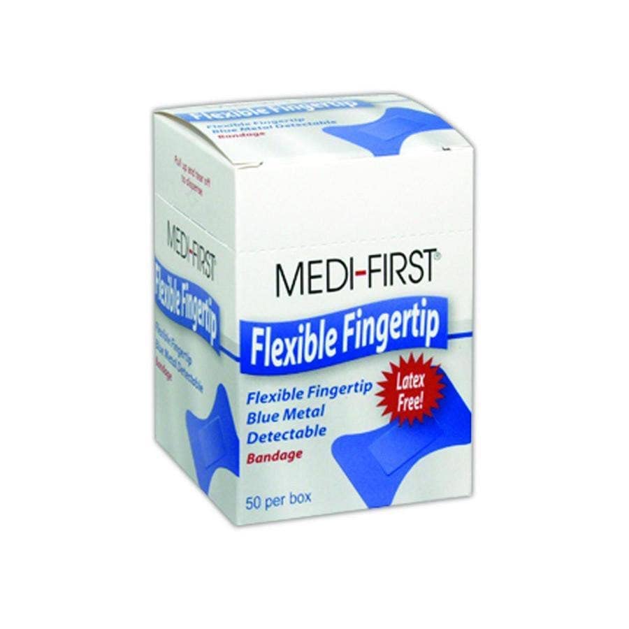 Medique MP66050 Medi-Első Kék Fém Mutatható ki Ujjbeggyel Kötszer, 1.5 x 3, Húst, Ujjbeggyel (Csomag 50)
