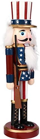 SEWACC Fából készült Amerikai Diótörő Amerikai Függetlenség Napja Diótörő Király Katona Figura USA Zászló július 4-én