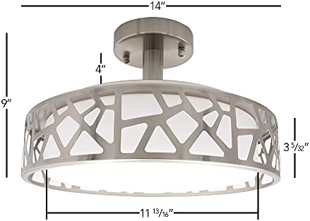 Maxxima 14. LED Félig süllyeszthető Mennyezeti Lámpa Lámpatest, Dekoratív, Kerek Szatén Nikkel Lámpatest, 3000K Meleg