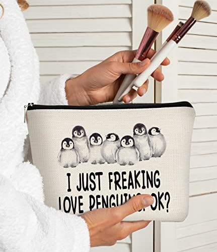 Én is Csak fél Szerelem Pingvinek OK Smink Táska,Kedves Pingvin Kozmetikai Táska Ajándék Tini Lányok, Nők,Pingvin Szerelmeseinek