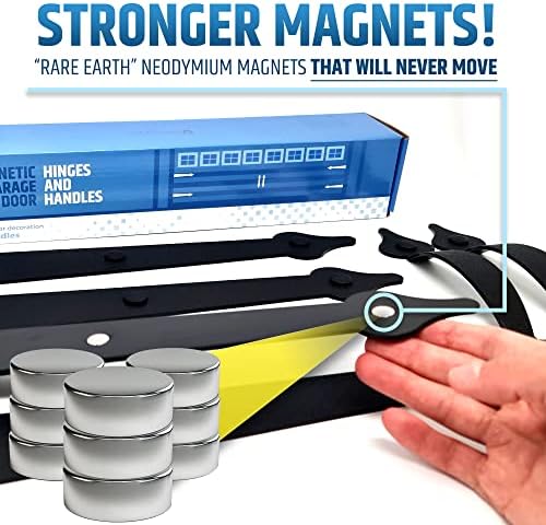 Prémium Minőségű & Erős Mágneses garázskapu Dekoratív Hardver - Készlet 2 Kezeli + 4 Zsanérok - Ál garázskapu Ékezetek