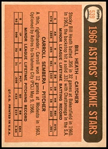 1966 Topps 539 Astros Újoncok Bill Heath/Carroll Sembera Houston Astros (Baseball Kártya) NM Astros