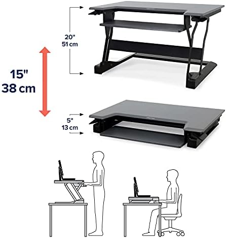 Ergotron – WorkFit-T Állandó Asztal Átalakító és WorkFit Dual Monitor Kit, Ülni, Állni, Asztal Kelő az Tabletops – 2
