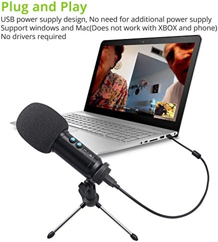 LiNKFOR USB Mikrofon,Kondenzátor Mikrofon Felvétel USB-s Kondenzátor Mikrofon, Támogatja a 3.5 mm-es fejhallgató Jack