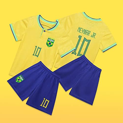 Casmyd Brazil Foci Mez+Nadrág Gyerek 2022-világbajnokság Ney ' MARR 10 Foci Mez Meghatározott sportrajongó Pólók Fiú/Lány