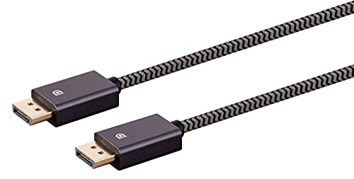 Monoprice DisplayPort 1.4 EasyPlug Fonott Nylon Kábel - 3 Láb - Szürke (10 Pack) 8K@60Hz, Fel 32,4 Gbps Kompatibilis