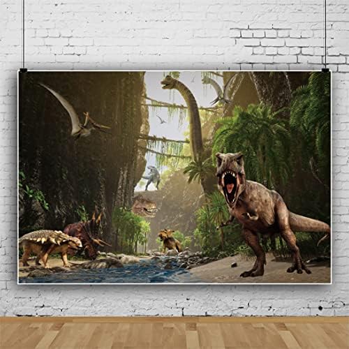 Renaiss 7x5ft Dinoszaurusz Téma Fotó Háttérben Vad Erdő a Dzsungelben Tó Dinoszaurusz Világ Háttér Fotózás Háttérkép