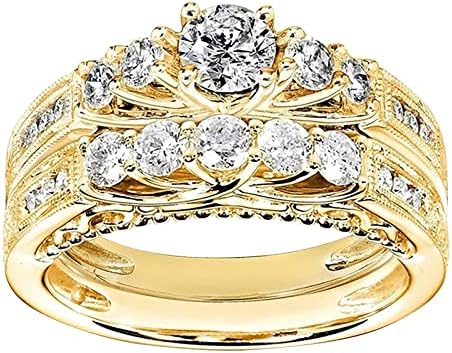 SoeHir Pár Gyűrű Gyémánt Női Divat Ékszerek Legnépszerűbb Tartozékok Bi Gyűrű (Arany, 6)
