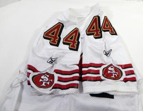 2002-ben a San Francisco 49ers 44 Játék Kiadott Fehér Jersey 44 DP29225 - Aláíratlan NFL Játék Használt Mezek