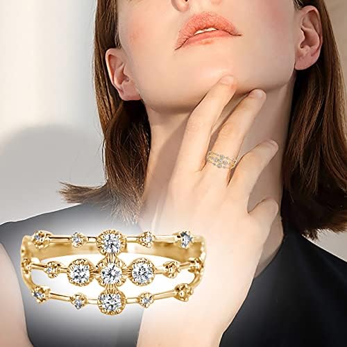 Divat Női Gyémánt Áttört Gyűrű Cirkon Eljegyzési Gyűrűt Nagy Gyűrűk Nők