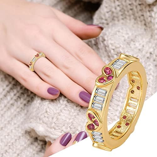 Yistu Divat Gyűrű a Nők Gyémánt Piros Szív Gyűrű, Arany Rózsa Vörös Szerelem Gyűrű Gyűrű, Ékszerek, (B, Egy Méret)