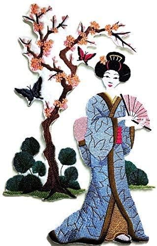 Csodálatos Egyéni Gésa Portrék [Gésa, Lepkéket] [Gazdag Japán Kultúra, a Hagyomány] Hímzett Vasalót/Varrni Patch [11.5