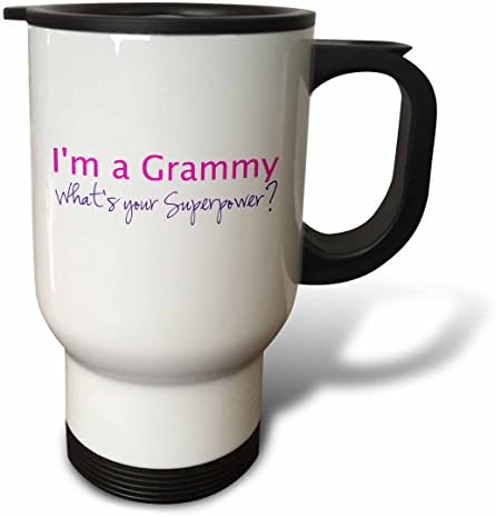3dRose Im Grammy-Mi A Szupererő Rózsaszín Vicces Ajándék a Nagyinak Utazási Bögre, 14 Grammos, Rozsdamentes Acél