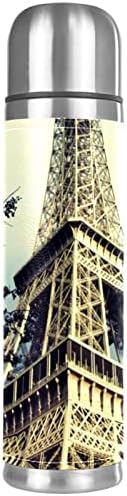 2 db,Szigetelt Rozsdamentes Acél Termikus Utazási Bögre,Kávét Termoszban Forró Ital 500ml,Vintage Eiffel-Torony Táj
