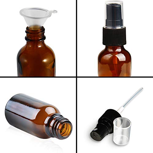 RUCKAE,1 oz (30ml) Amber Üveg Spray-ket-20 darabos Készlet - A Tölcsérbe Arany Toll,Fekete Finom Köd Permetezőgépek