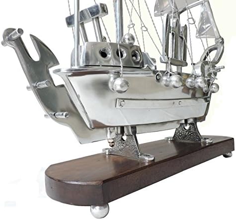 50 X 66 cm. Kézzel készített Tömör Fém Régi vitorlás Hajó Modell lakberendezés