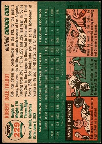 1954 Topps 229 Bob Talbot Chicago Cubs (Baseball Kártya) VG/EX Cubs