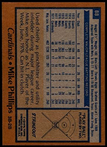 1978 Topps 88 Mike Phillips St. Louis Cardinals (Baseball Kártya) NM/MT Bíborosok