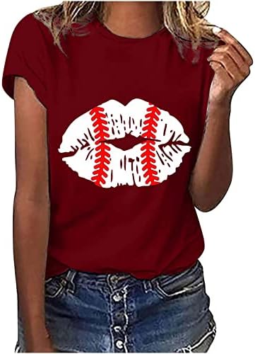 2023 Alkalmi Felsők Női Vicces Baseball Ajkai Grafikai Rövid Ujjú Póló, Női Nyári Kényelmes, Puha Tunika Tshirt