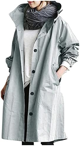FOVIGUO Plus Size Női Kabátok, Modern Tavaszi Túlméretezett Kabátok Női Hüvely Teljes Munka Poliészter Gomb Le Kabát