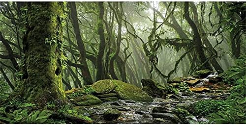 AWERT Ködös Erdő Terrárium Háttér Patak, Zöld a Hatalmas Fa Hüllő Élőhely Háttér Trópusi Esőerdő Akvárium Háttér 36x18