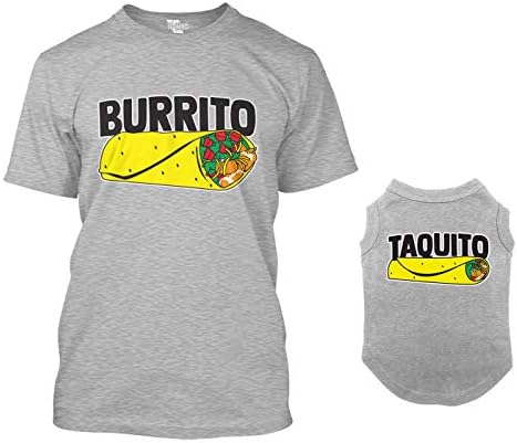 Burrito/Taquito Megfelelő Kutya Póló & Tulajdonosa Póló (Világos Szürke, Kis Mens/X-Nagy Kutya)